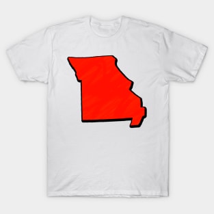 Bright Red Missouri Outline T-Shirt